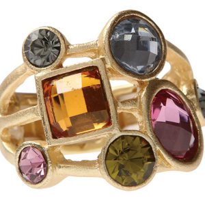 Gold Tone Multi Colored Confetti Ring