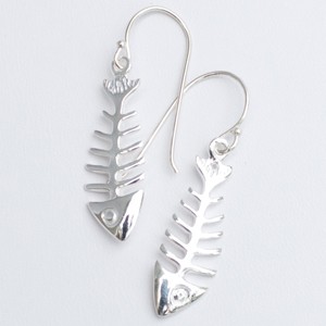 Fashion Fish Bone Sterling Silver .925 Dangle Hook Earrings 