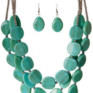 Oval Shaped Faux Turquoise Stone Necklace