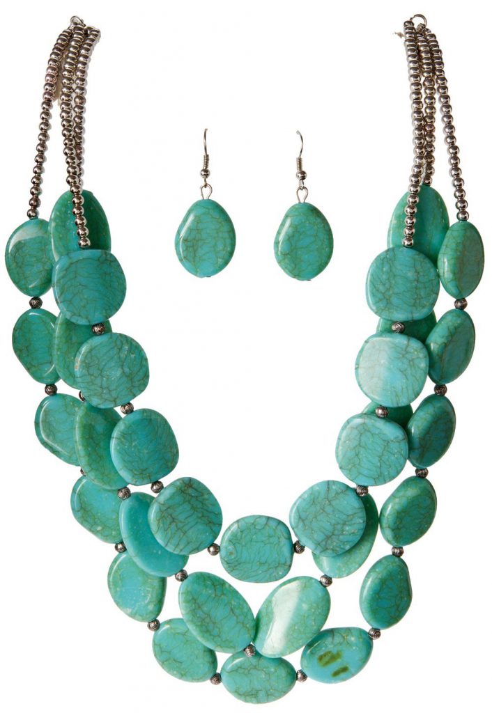 Oval Shaped Faux Turquoise Stone Necklace