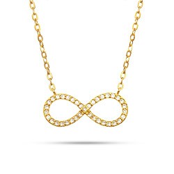 Gold Tone CZ Infinity Necklace