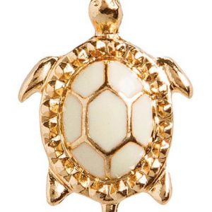 White and Gold Enamel Turtle Studs