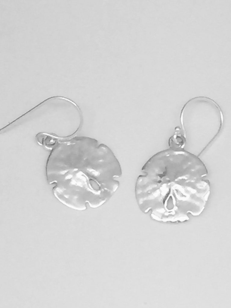 Shiny Hammered SAnd Dollar Dangles