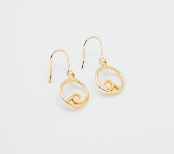 Gold Tone Simple Wave Dangle Earrings - Image 2