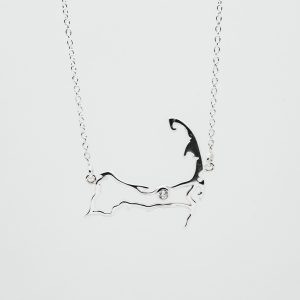 Cape Cod Map Outline Necklace with CZ