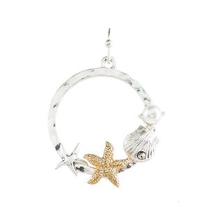 Two Tone Sea Life Hoop Earring
