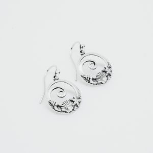 Sea Life and Wave Oxidized Earrings