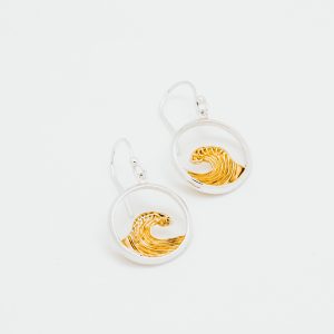 Sterling Silver With Gold Wave Earrings