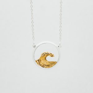 Sterling Silver Gold Wave Necklace