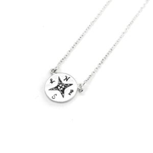 Compass with Black Accent Necklace
