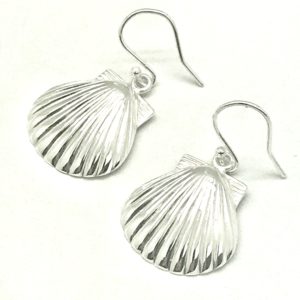Scallop Shell Dangle Earrings Large