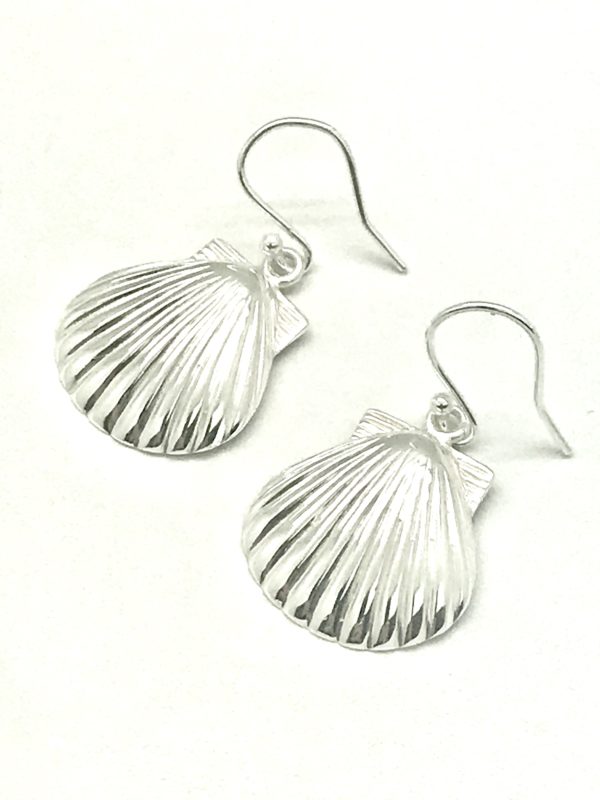 Scallop Shell Dangle Earrings Large