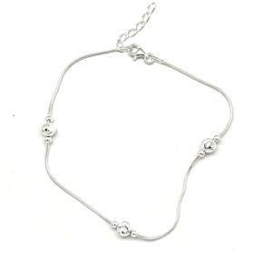 Three Diamond Cut Ball Anklet