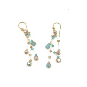 Beaded Seafoam and Blush Earrings