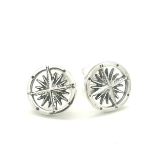 Oxidized Finish Compass Stud Earrings