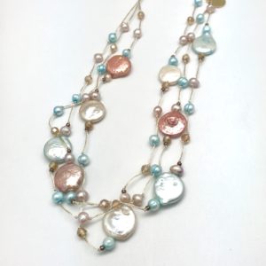 Multi Colored Coin Pearl Necklace