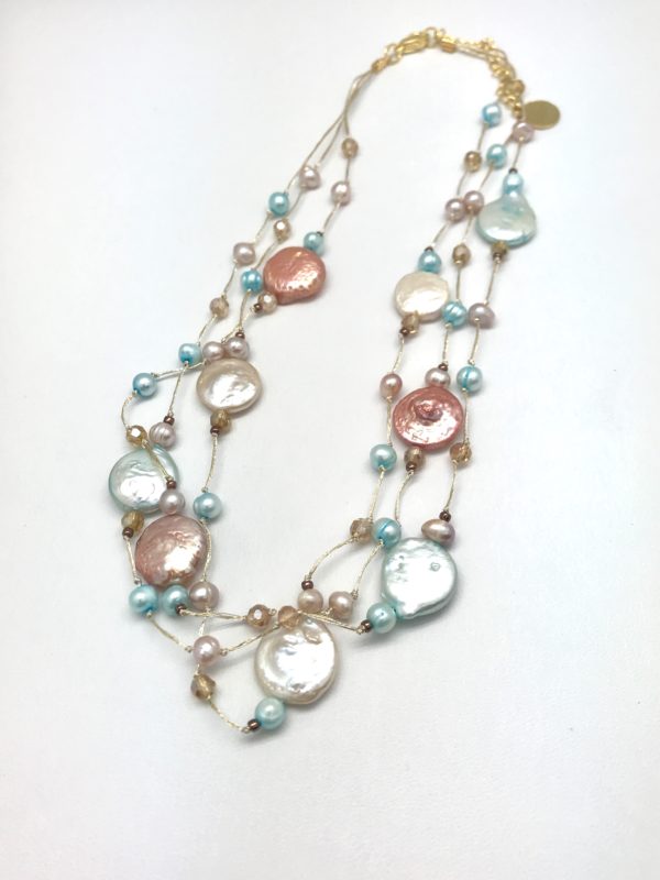 Multi Colored Coin Pearl Necklace