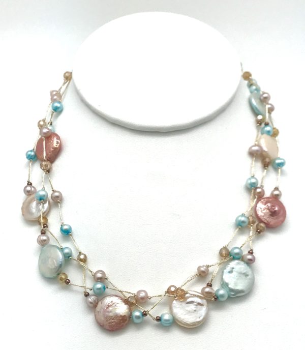 Multi Colored Coin Pearl Necklace - Image 2