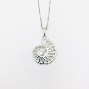 Nautilus Shell with CZ Center Pendant