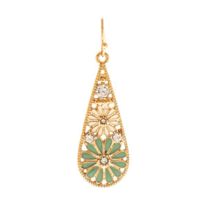 Gold and Green Tone Daisy Drop Earrings