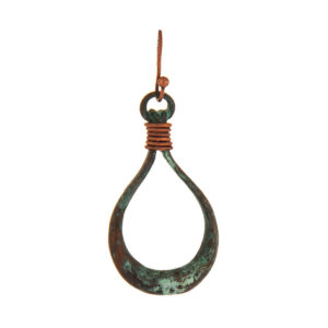 Green Patina Loop with Rose Gold Wire Wrap