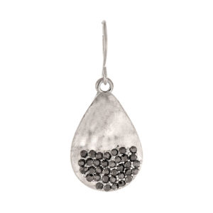 Silver with Pave Design Teardrop Earrings