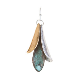 Green Patina Abstract Petal Earrings