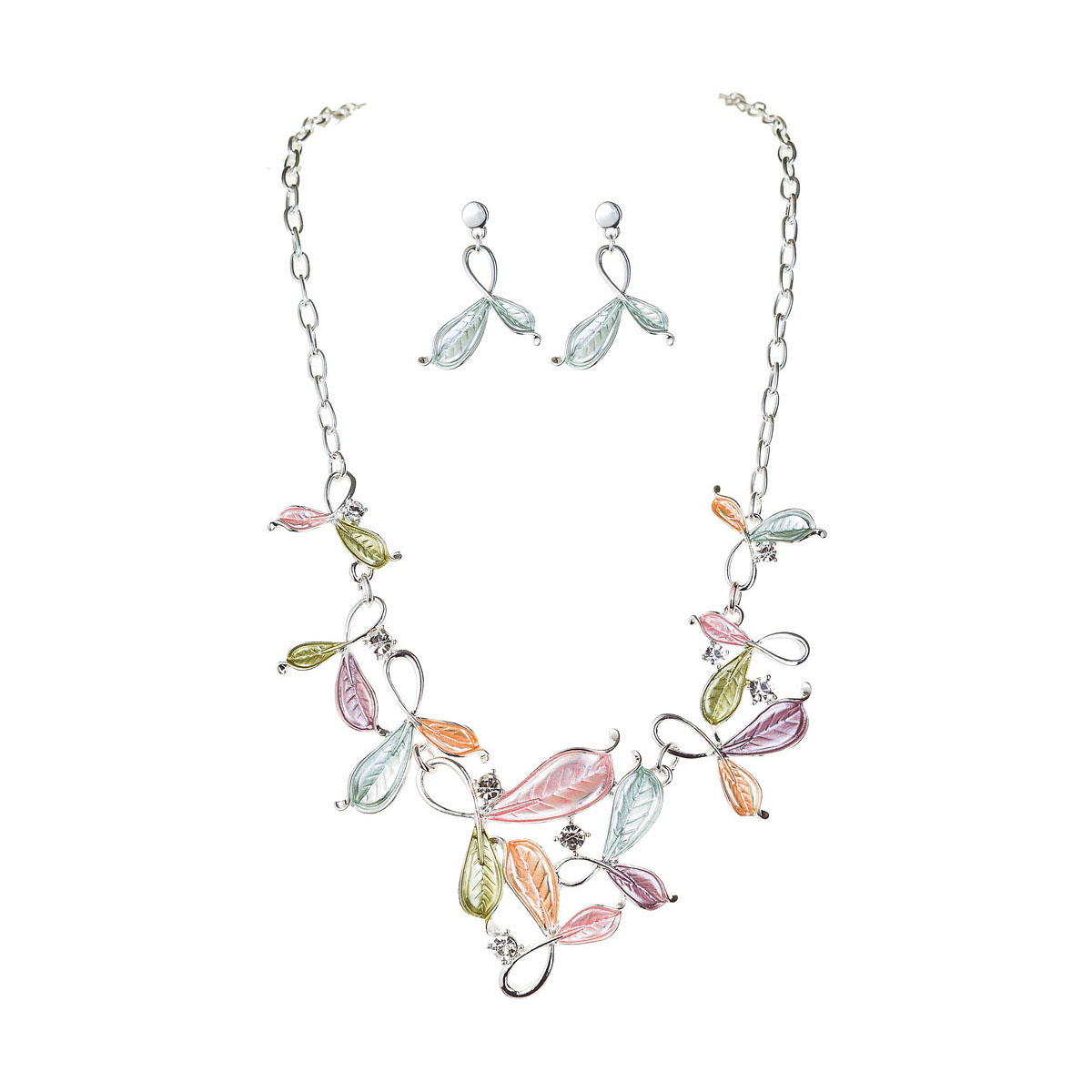Pastel Flower with Crystal Necklace Set The Silver Seahorse