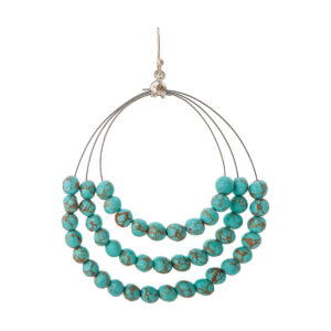 Silver Turquoise Beads Multi Ring Earrings