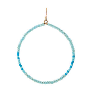 Gold Blue Seed Bead Circle Earrings