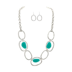 Sea Glass in Circle Necklace Set
