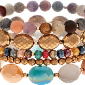 Gold Mixed Bead Multicolor Bracelet Set