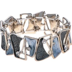 Silver Blue Enamel Abstract Shapes Bracelet