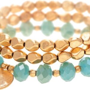 Gold Mint Bead Bracelet Set
