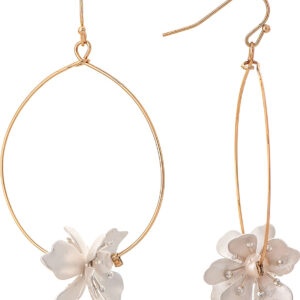Two Tone Circle Charm Flower Earrings