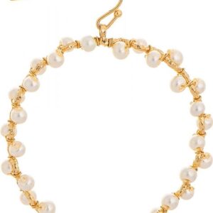 Gold Faux Pearl Wrapped Bead Earrings