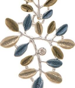 Silver Green Blue Large Leafy Earrings