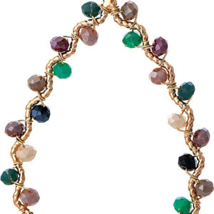 Gold Multi Bead Wrapped Teardrop Earring