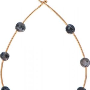 Gold Grey Natural Bead Teardrop Earrings