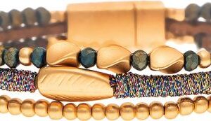 Gold Leaf Rows Magnetic Bracelet