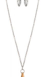 Patina Multi Calla Leaves Necklace Set Long