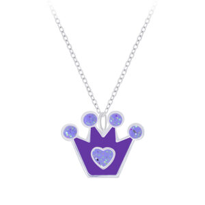 Sterling Silver Purple Crown Necklace