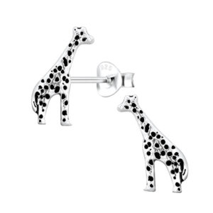 Silver Giraffe Stud Earrings