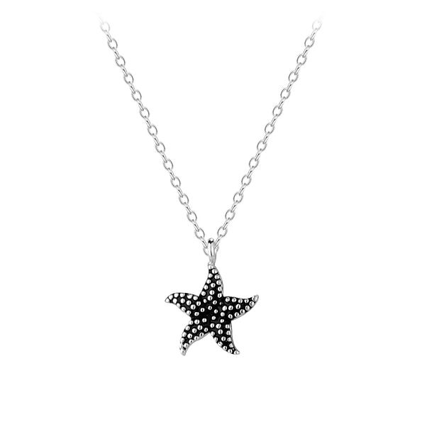 Sterling Silver Pearl & Sapphire Crystal Starfish Necklace