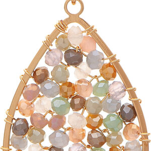 Gold Multicolored Beads Teardrop Earrings
