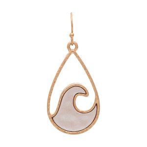 Two Tone Waves Teardrop Earrings