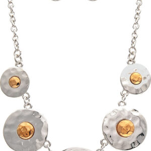 Two Tone Polished Disc Necklace Set
