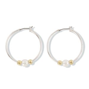 Silver Hoops with gold Spacers and Pearls