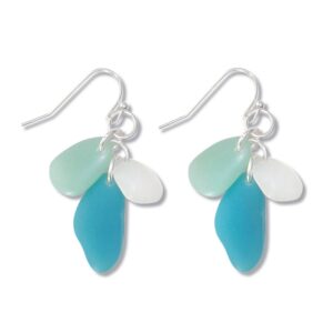 Sea Glass Cluster Earrings