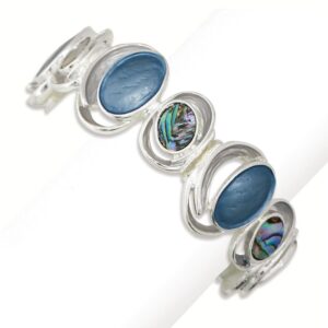 Silver stretch bracelet with Blue Enamel Inlay